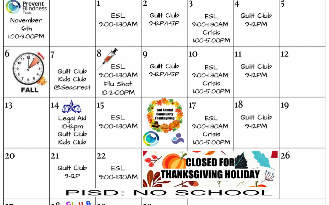 Palacios Hub November Calendar Palacios Community Hub